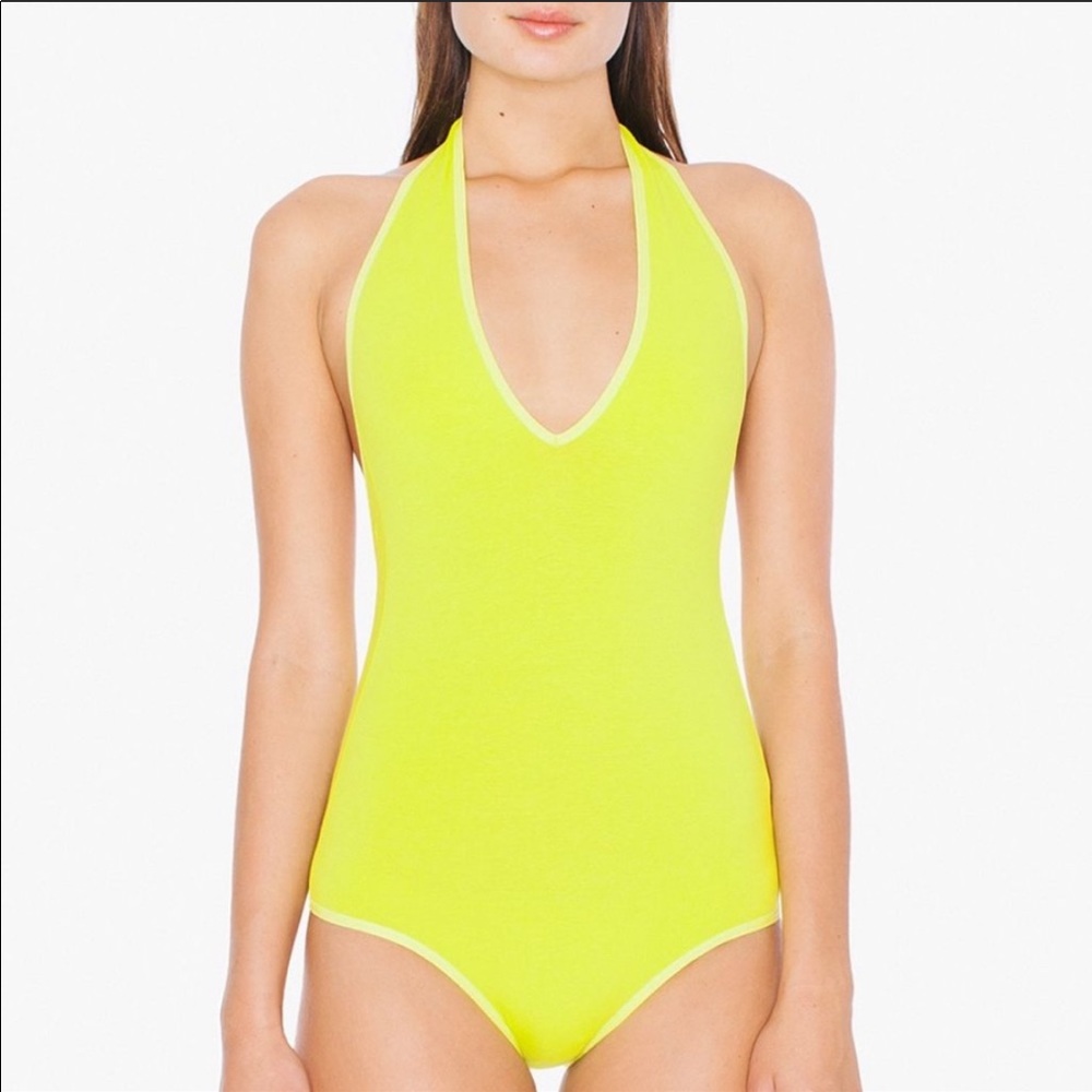 American Apparel Neon Backless Halter Bodysuit